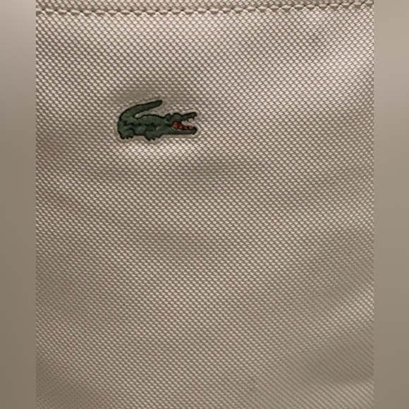 Lacoste OffWhite Large PreOwned Tote Bag inside clean outside blue light stains. - Picture 2 of 16